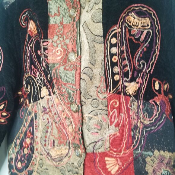 Vtg Alex Kim Jacket Womens Petite Large Patchwork Art to Wear Tapestry Blazer - Picture 3 of 10